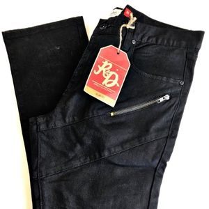 R&D 34x32 Jeans Mens Moto Black Zip Pockets NWT